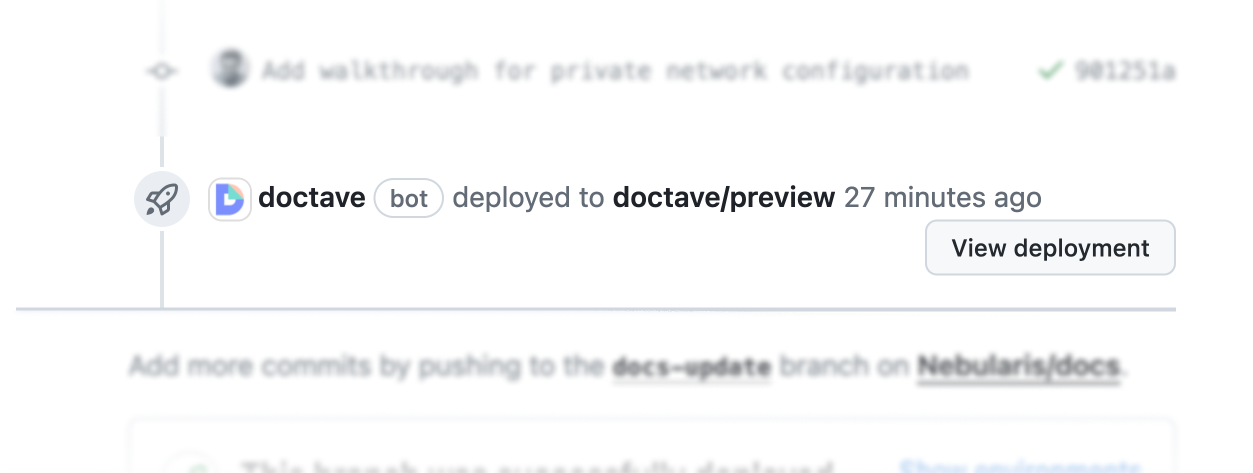 A screenshot of Doctave's GitHub integration