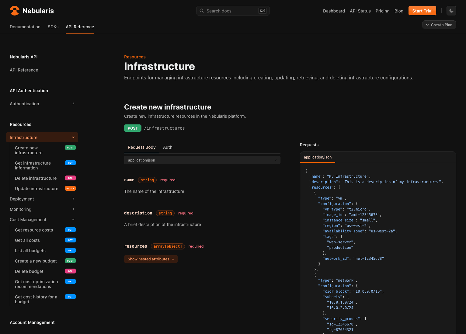 Screenshot of an example developer portal on Doctave OpenAPI-powered API reference documentation